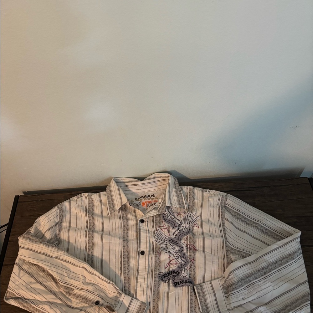 Koman XL Embroidered Eagle Button-Up Shirt – Vintage Western Y2K Style
